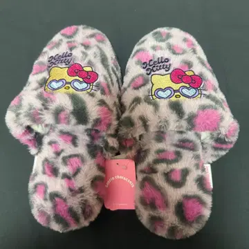 시마무라 헬로키티 슬리퍼 레오파드 무늬