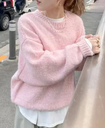 Ungrid/컬러 모헤어 혼방 루즈 니트/핑크