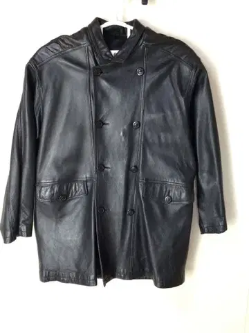 하라주쿠 MOTHER 블랙 가죽 더블 브레스트 자켓 코트