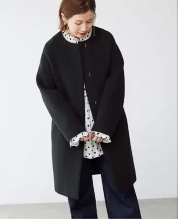 IENA 이에나 램스울 노카라 코트 블랙 38