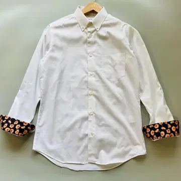 폴스미스 긴팔 셔츠 화이트 꽃무늬 커프스 버튼 다운 코튼 M 상당