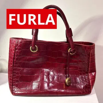 FURLA 훌라 천연 가죽 엠보 핸드백 빨간색