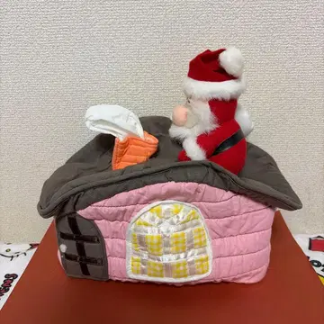 [ 쇼와 레트로 ] 산타클로스 집 모양 티슈 커버 핑크 & 브라운