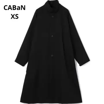 CABaN 울 개버딘 스탠드 카라 코트 블랙 xs
