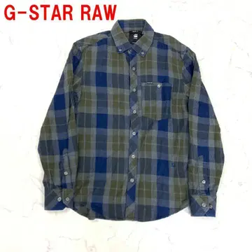 A5275 지스타로우 긴팔 셔츠 면 체크 네이비 모스그린 S