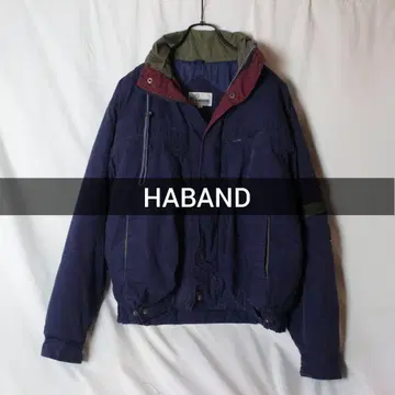 HABAND 후드 부착 패딩 자켓 네이비 XL 블루종