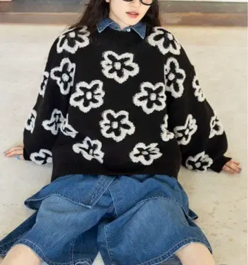 niko and - 플라워 자카드 니트 풀오버