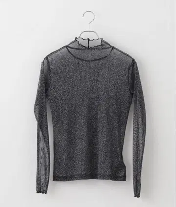 B.C STOCK 라메 시어 터틀 풀오버 티셔츠 블랙