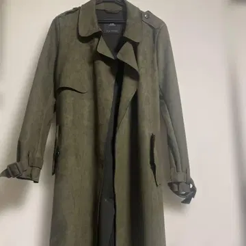 ZARA 올리브 스웨이드풍 롱 코트 S