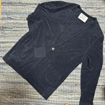 BAYFLOW 네이비 파일 원단 가디건 L