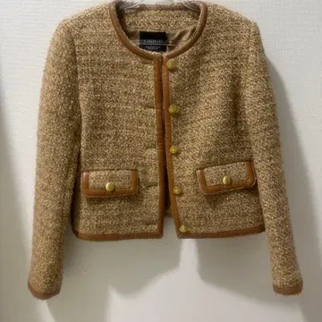 노카라 트위드 자켓 베이지