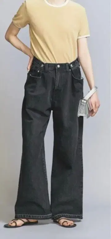 BEAUTY&YOUTH 버튼 턱 데님 팬츠 블랙 M