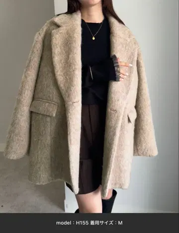 베이지 더블 브레스트 체스터 코트 M 사이즈