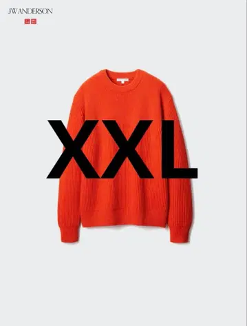 UNIQLO JW ANDERSON 리브 크루넥 스웨터 XXL 오렌지