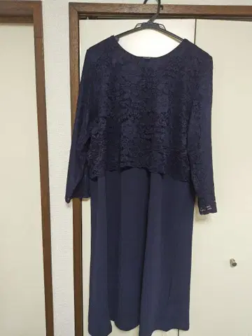 골드재팬 레이스 도킹 원피스 빅 사이즈 2L 네이비