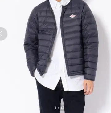 새상품급 단톤 노카라 다운 자켓 남성용 M 네이비