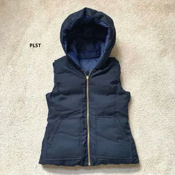[ 새상품급 ] 플라스테 PLST 리버서블 다운 베스트 후드 네이비