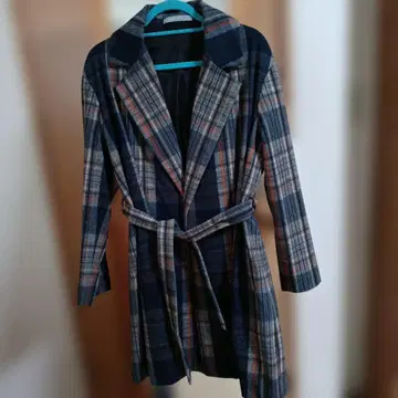 theory 럭스 체크 롱 코트