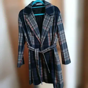 theory 럭스 체크 롱 코트