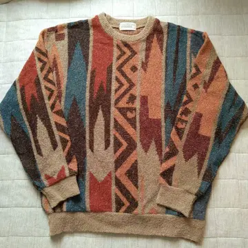 기하학 패턴 멀티 컬러 니트 스웨터