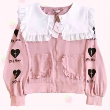 택 포함 Ankrouge BIG 옷깃 하트 조젯 후드티 M