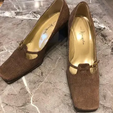 Gina Kauffman 브라운 패턴 스퀘어토 펌프스