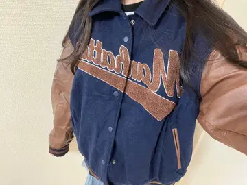 맨해튼 바시티 자켓 네이비/브라운