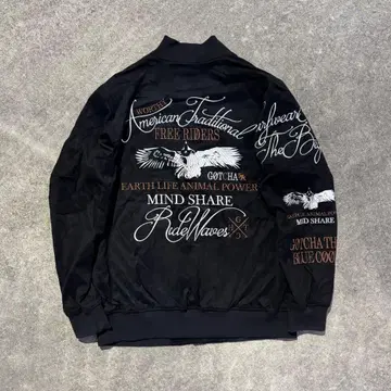 시크 스타일 자수 스카잔 MA1풍 자켓 블랙 L 바이커 y2k