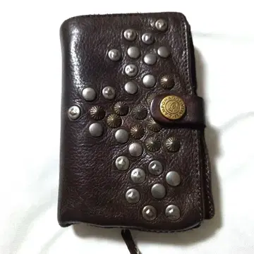 CAMPOMAGGI 이단 접이식 가죽 지갑 스터드 이탈리아제