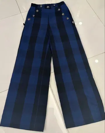 아도니시스 ADONISIS 체크 무늬 와이드 팬츠 마린 셀러 팬츠