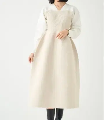 셀프라이드 아이보리 V넥 긴팔 니트 원피스 38
