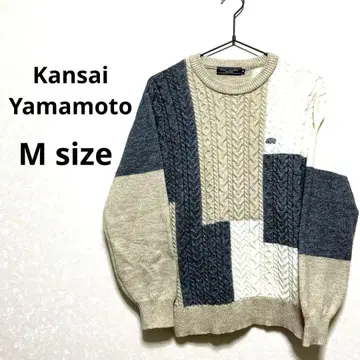 Kansai Yamamoto 패치워크 케이블 짜임 스웨터 24A784