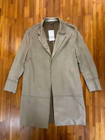 [ 새상품 ] ZARA 베이지 페이크 스웨이드 체스터 코트 XL 사이즈