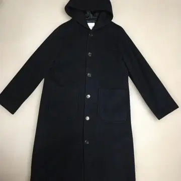 BEAMS BOY 후드 부착 블랙 롱 코트