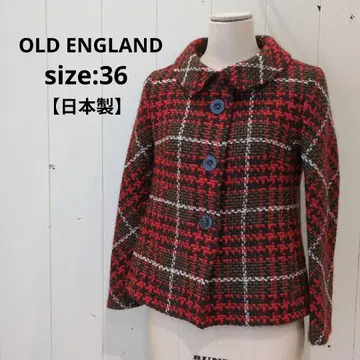 올드 잉글랜드 일본제 체크 무늬 울 자켓 36 빨간색