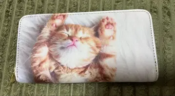 고양이 디자인 장지갑 합성 피혁 만세 잠