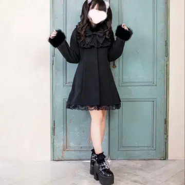 모에냐 시마무라 콜라보 Lily Merry 코트 블랙 LL