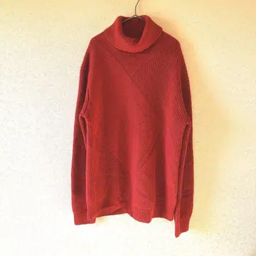 [ LOVELESS 라브레스 ] 블로킹 터틀넥 니트 스웨터 M 빨간색