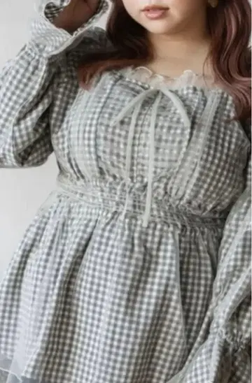 CLETTE 튤 레이어드 체크 무늬 블라우스