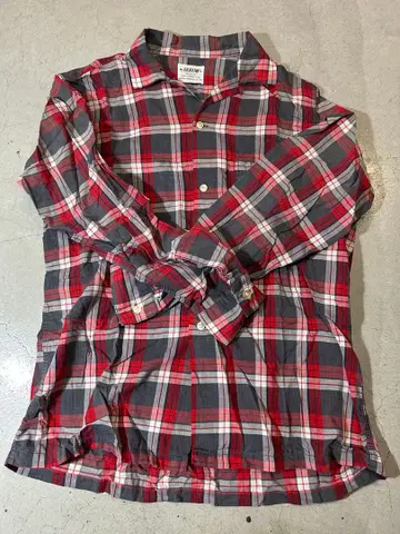 80s ARROW 오픈 카라 체크 무늬 긴팔 셔츠 M 사이즈