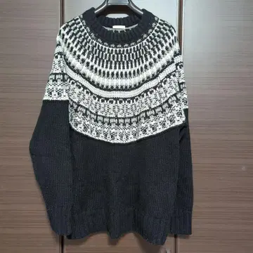 GU 노르딕 무늬 긴팔 니트 스웨터 남성용 M