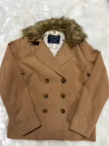 퍼 포함 더블 브레스트 코트 베이지