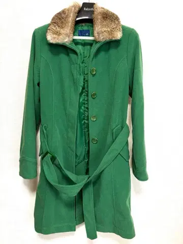 그린 컬러 퍼 롱 코트 크리스마스 컬러