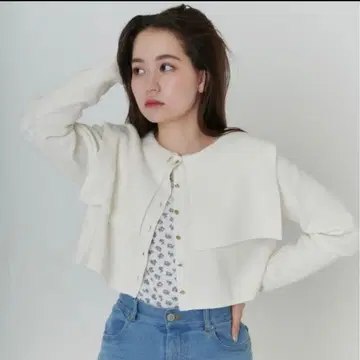 TinaJojun 화이트 니트 가디건 세일러 가디건