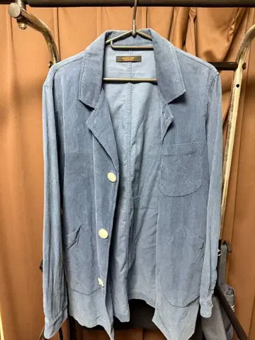 아우터 네이비 긴 길이 코듀로이 자켓