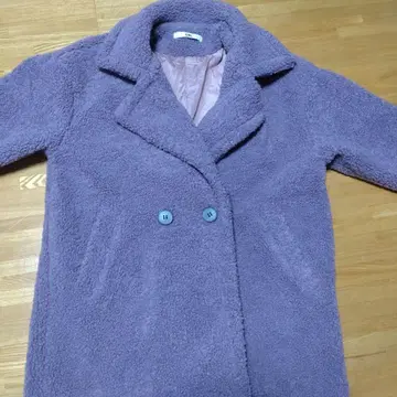 GRL 보아 더블 버튼 롱 코트 퍼플