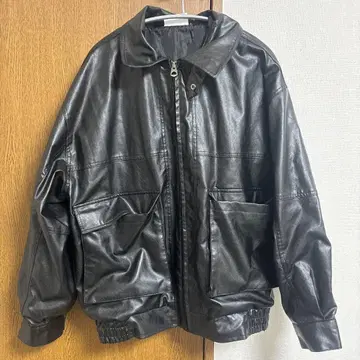 블랙 가죽풍 자켓 오버 사이즈
