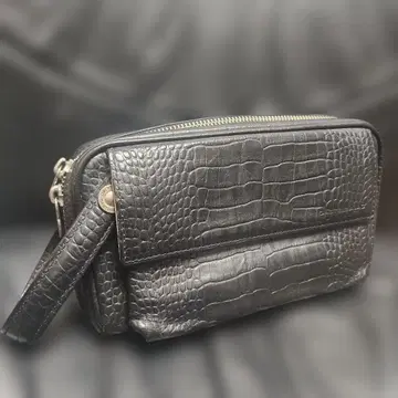 까스텔바작 악어 엠보싱 천연 가죽 클러치백 블랙