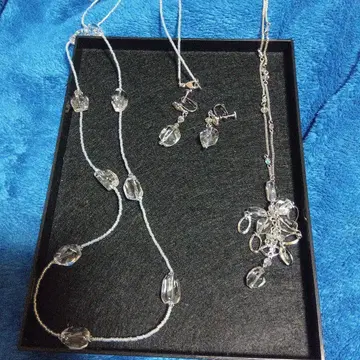 크리스탈 비즈 목걸이 귀찌 세트