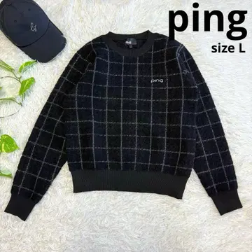 [핑] 극미품 니트 스웨터 블랙 체크 L 사이즈 여성용